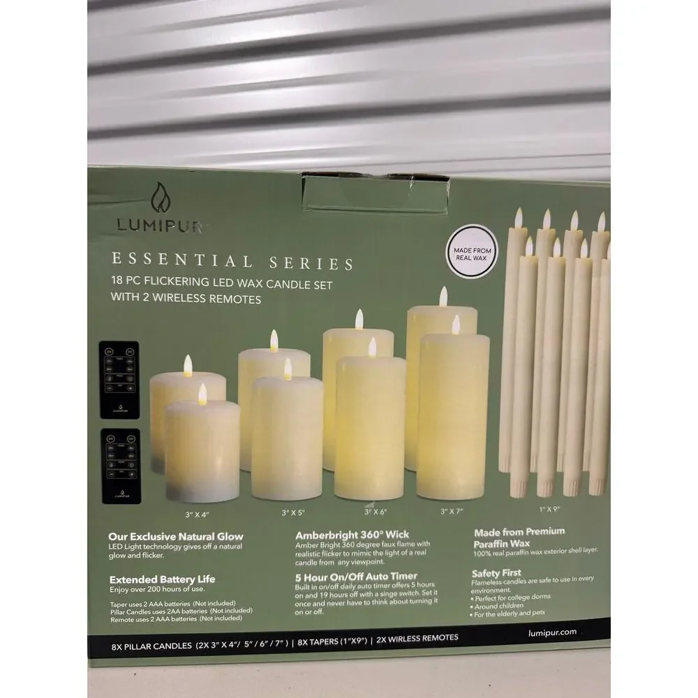 Lumipur 18pc Flickering LED Wax Candle Set